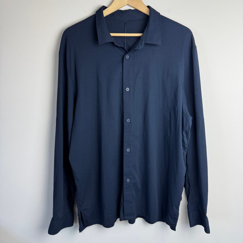 Lululemon Men's New Venture Button Down Shirt Navy Blue XXL